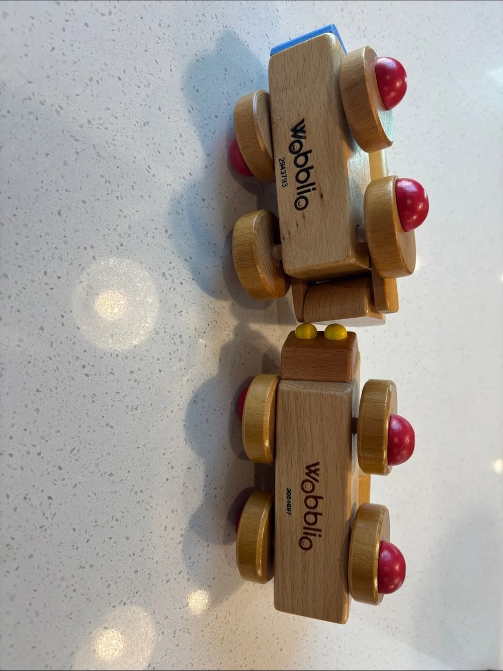 Vintage Wobblio Wooden Toy Lot - Train Engine & Car Truck Vehicle Set -